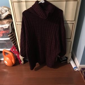 Forever 21 maroon turtleneck poncho with sleeves